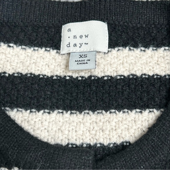 A New Day | Striped Black and Cream Women's Cardigan Sweater - Picture 5 of 7
